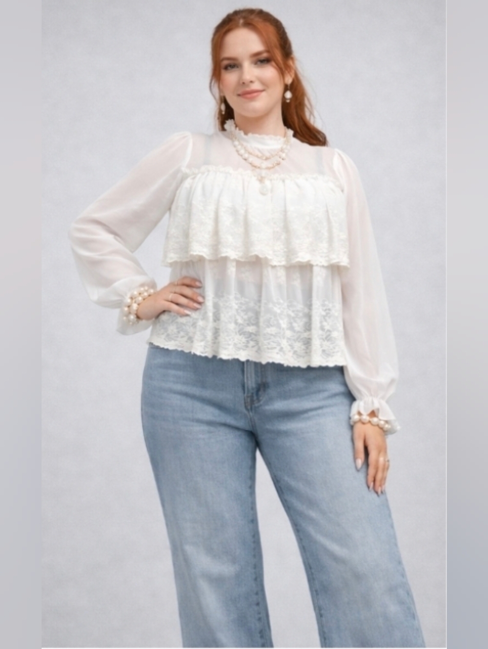 Francesca's | Romantic Lace Tiered Blouse | XL | Elegant Statement | NWT